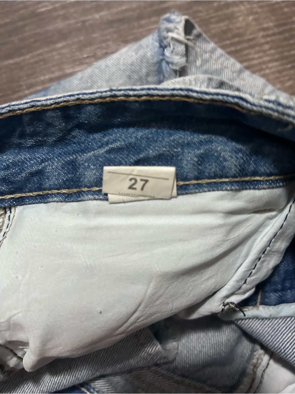 Distressed Light Blue Denim Jean Shorts with Sequin Embellishments - Picture 2 of 3